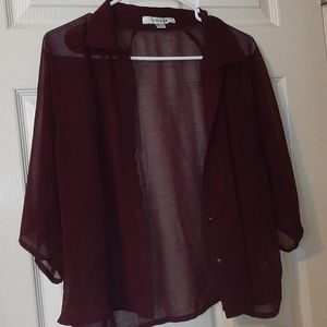 Cropped Sheer Button-Up Top